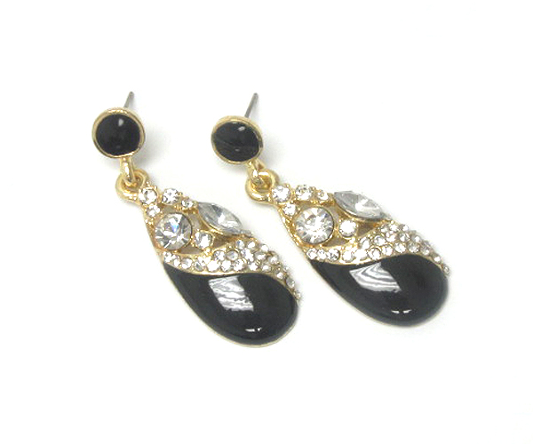 Crystal and epoxy deco tear drop earring 