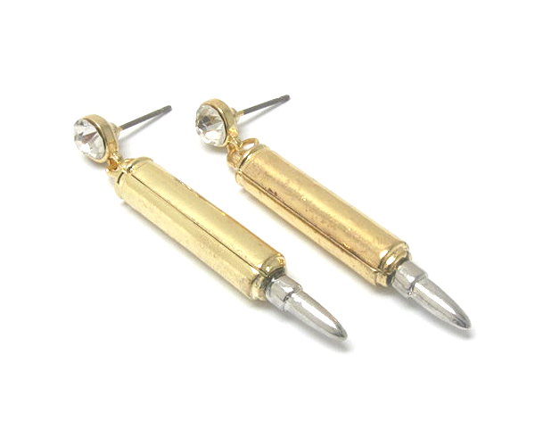 Crystal and bullet drop earring