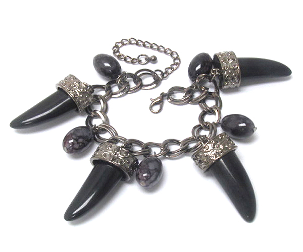 Multi acrylic horn and ball charm bracelet