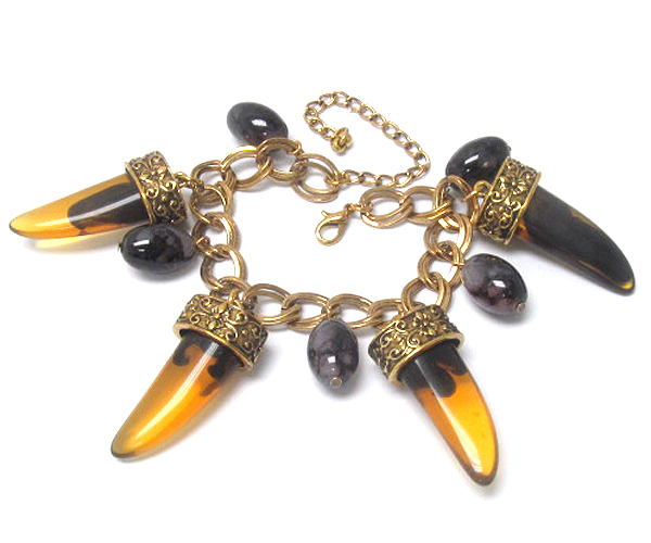 Multi acrylic horn and ball charm bracelet