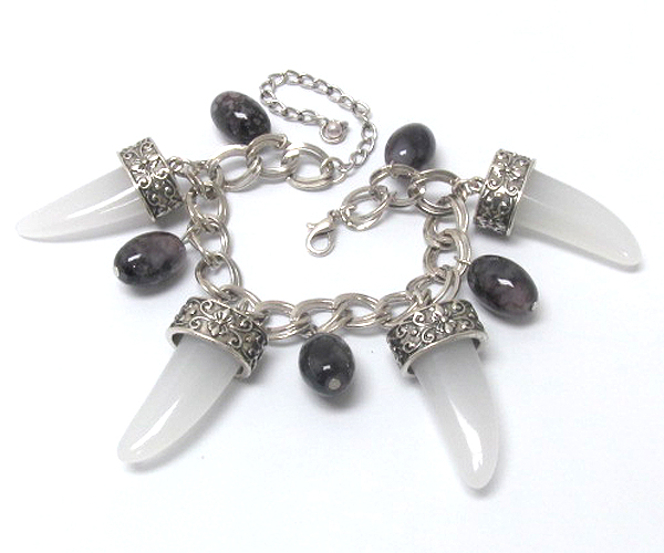 Multi acrylic horn and ball charm bracelet