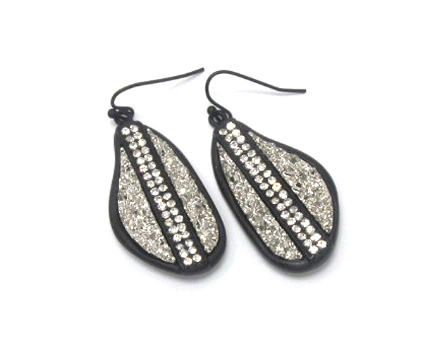 Crystal center lined liquid metal earring