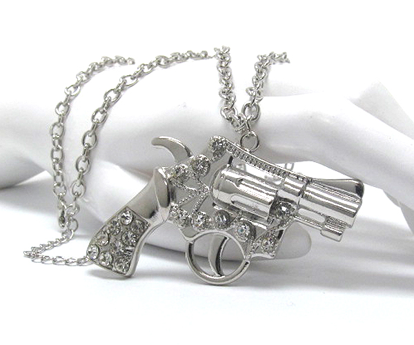 Crystal deco revolver long necklace