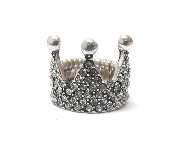 Crystal stud crown stretch ring