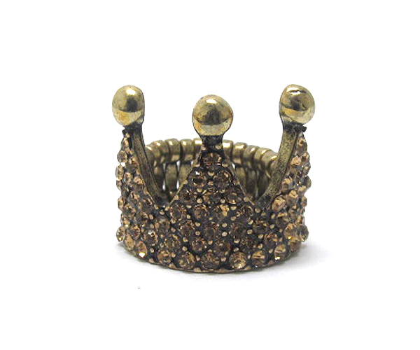 Crystal stud crown stretch ring