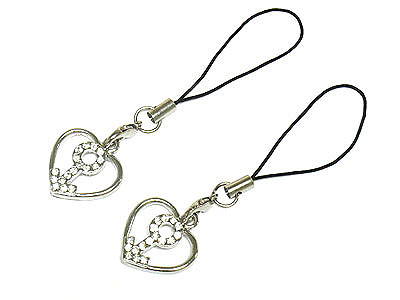 Crystal couple cell phone charm ( 2 pc set)