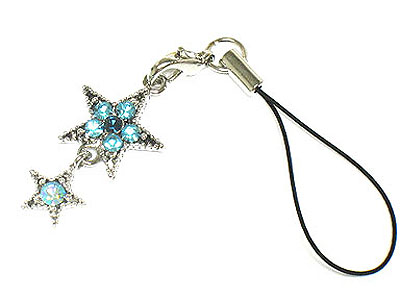 Crystal double star cell phone charm