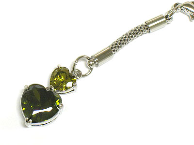 Double cubic heart cell phone charm