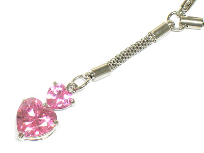 Double cubic heart cell phone charm