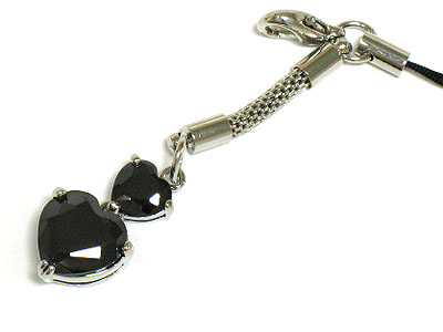 Double cubic heart cell phone charm