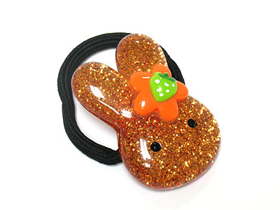 Bunny glittering kids pony tail holder