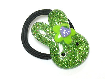 Bunny glittering kids pony tail holder