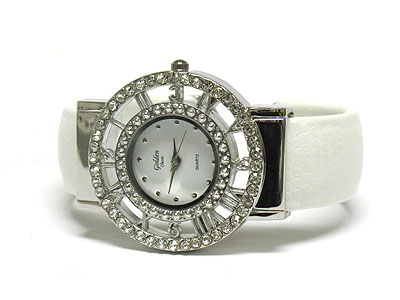 Crystal round roman number bangle watch