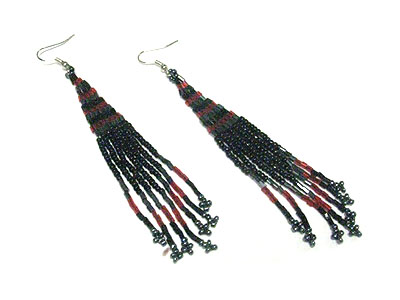 Seed beads tassel drop earring