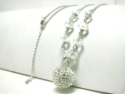 Crystal ball and facet cubic ball necklace