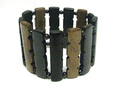 Tall wood bar stretch bracelet