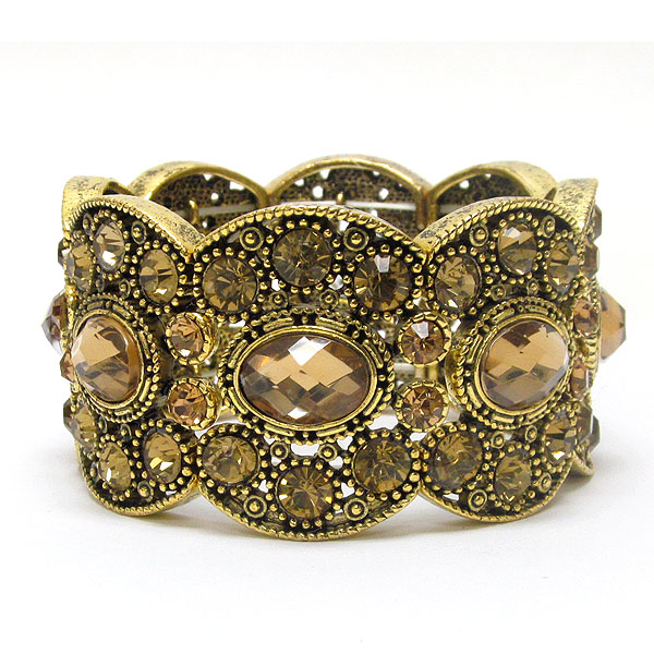 Multi crystal and facet glass deco stretch bracelet