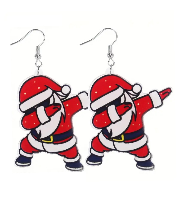 Christmas theme acrylic santa earring