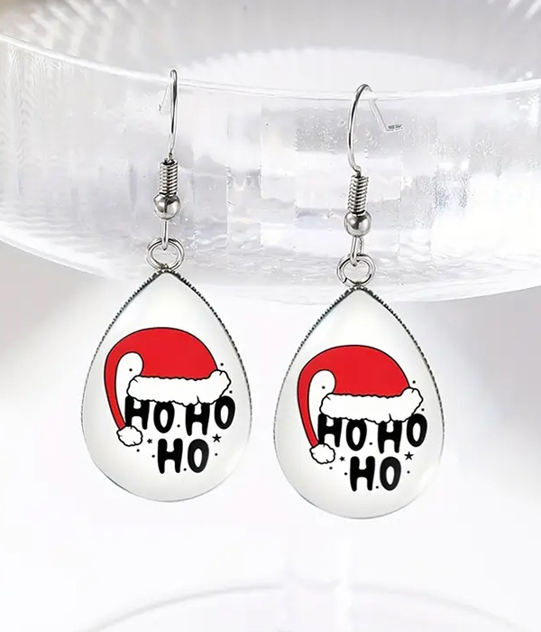 Christmas theme santa hat teardrop earring