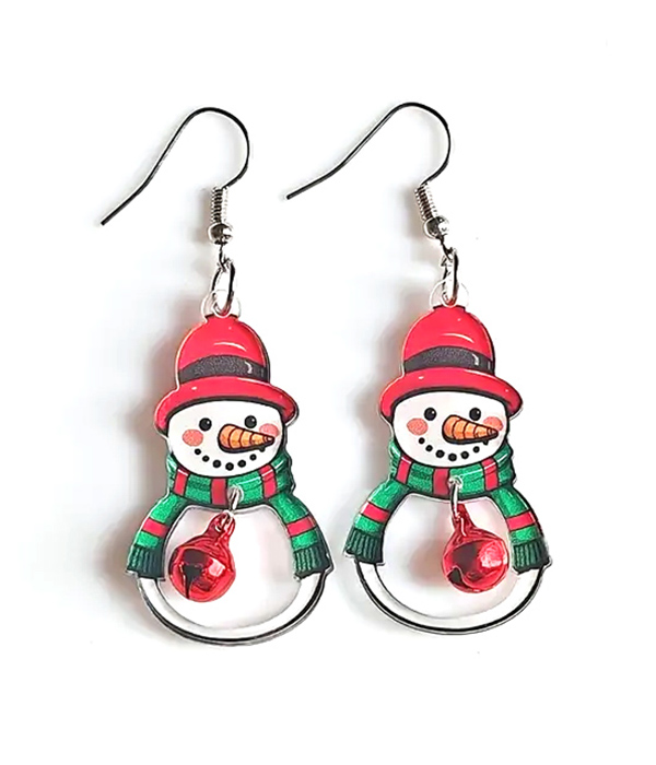 Christmas theem snowman and bell earring