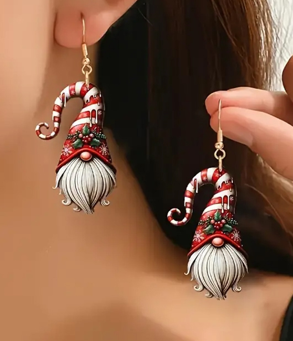 Christmas theme acrylic gnome earring