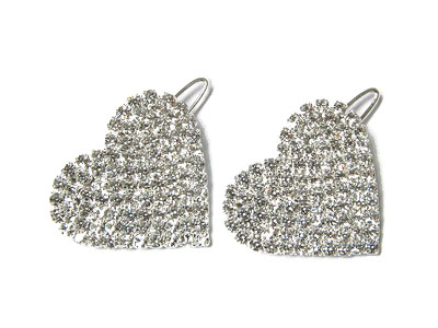 Rhinestone heart hair pin 2pc set