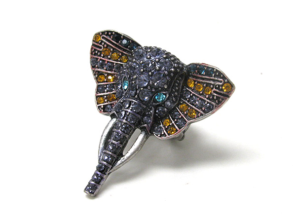 Crystal stud elephant head stretch ring