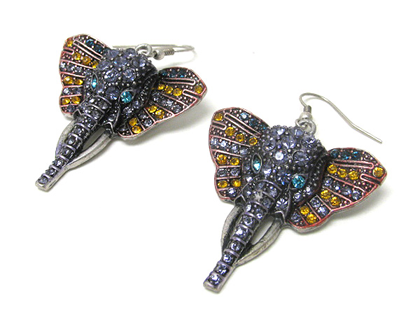 Crystal stud elephant head earring