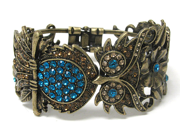 Crystal stud owl bracelet