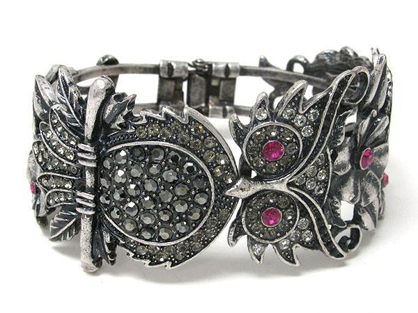 Crystal stud owl bracelet