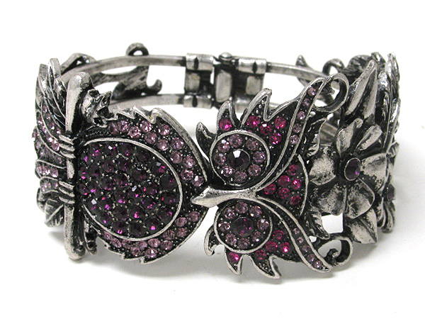 Crystal stud owl bracelet