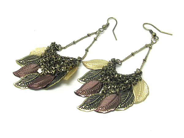 Multi leaf and drop earring