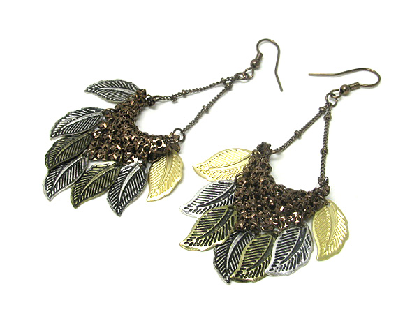 Multi leaf and drop earring