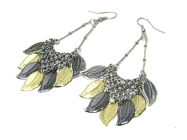 Multi leaf and drop earring