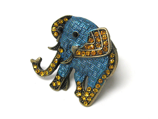 Crystal and paint elephant stretch ring