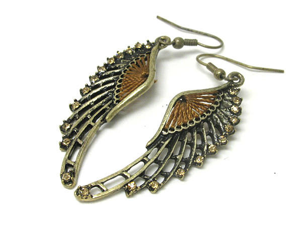 Crystal and thread deco angel wing earring