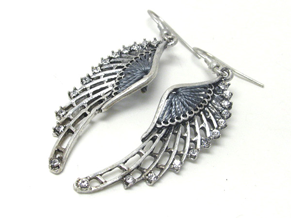 Crystal and thread deco angel wing earring