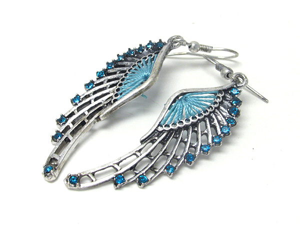 Crystal and thread deco angel wing earring