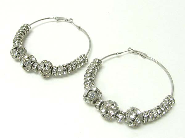 3 inch hoop crystal fireball and rondell basketball wives inspired earring - hoops