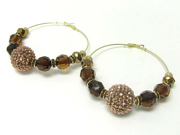 4 inch hoop crystal fireball and rondell basketball wives inspired earring - hoops