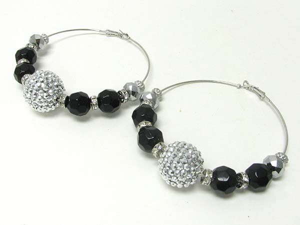 4 inch hoop crystal fireball and rondell basketball wives inspired earring - hoops