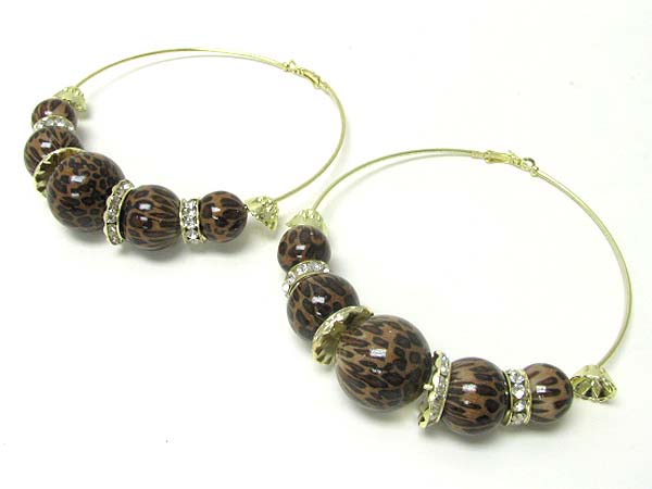 4 inch hoop anmal print ball and crystal rondell basketball wives inspired earring - hoops