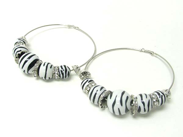 4 inch hoop anmal print ball and crystal rondell basketball wives inspired earring - hoops