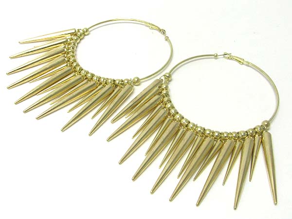 4 inch hoop metal spike dangle basketball wives inspired earring - hoops