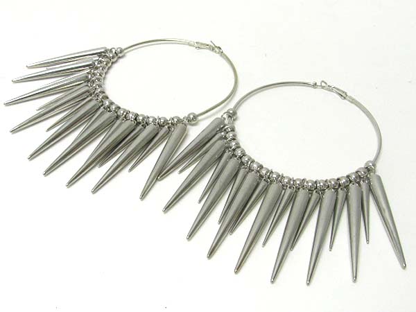 4 inch hoop metal spike dangle basketball wives inspired earring - hoops