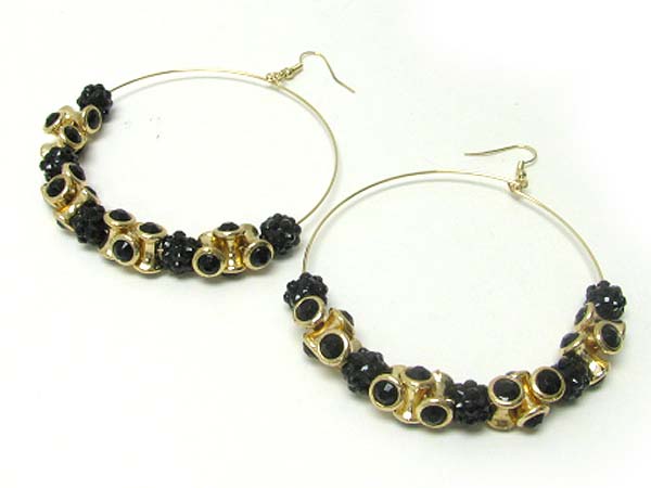 3 inch hoop crystal fireball and stick basketball wives inspired earring - hoops