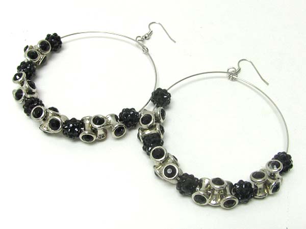 3 inch hoop crystal fireball and stick basketball wives inspired earring - hoops