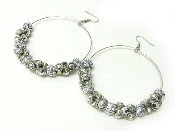 3 inch hoop crystal fireball and stick basketball wives inspired earring - hoops