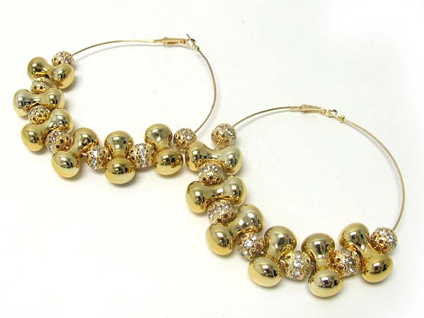 4 inch hoop crystal fireball and metal link basketball wives inspired earring - hoops