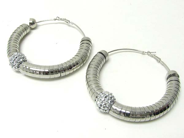 4 inch hoop crystal fireball and plain rondell basketball wives inspired earring - hoops